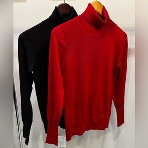 Cielo Designed in California Two Turtlenecks- Black & Red L